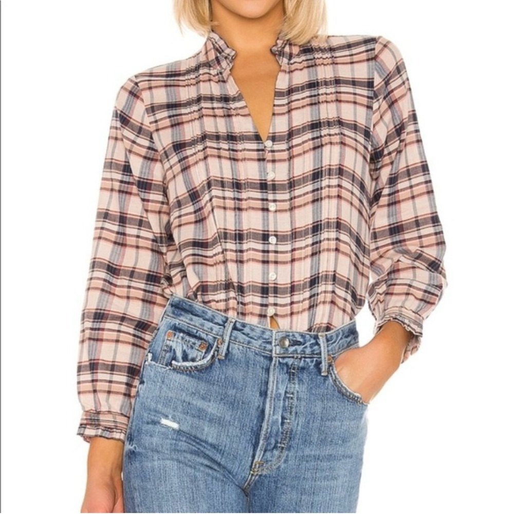 Birds of Paradis By Trovata Finley Pintuck Plaid Shirt